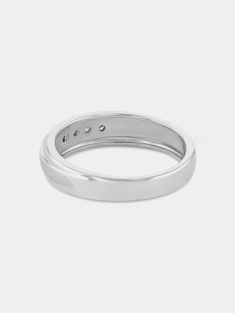 Sterling Silver Gold Plated Cubic Zirconia Men’s Channel Ring