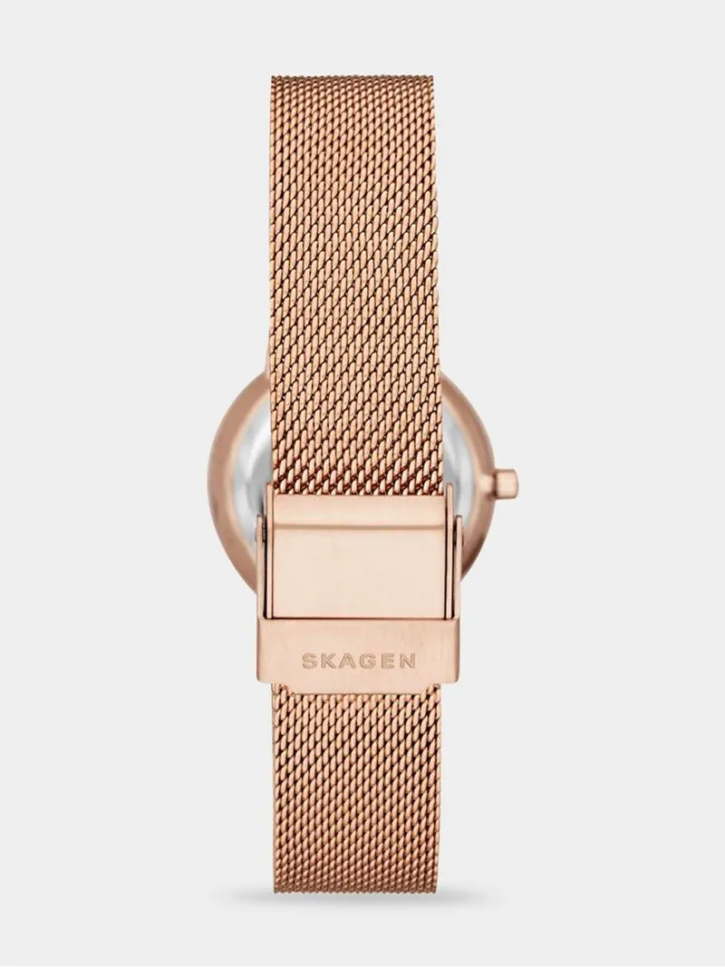 Skagen Women's Ancher Rose GOld Plated Stainless Steel Mesh Watch