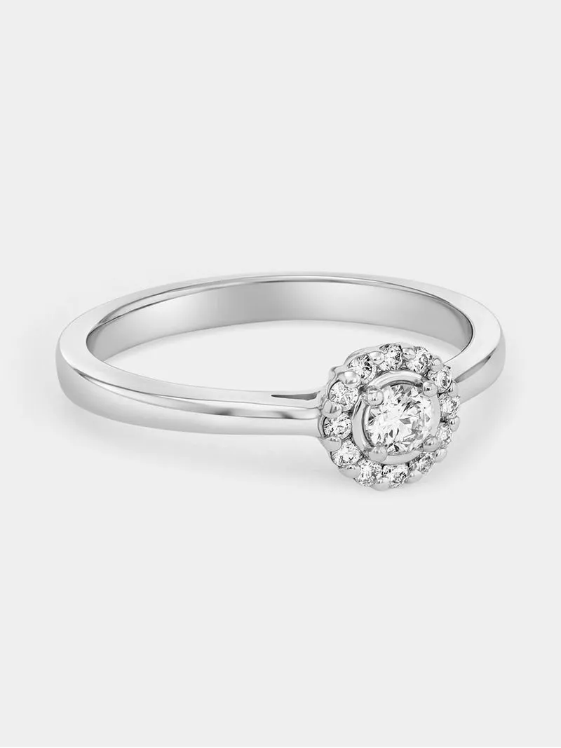 White Gold 0.25ct Diamond Solitaire Halo Ring