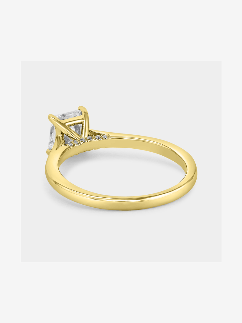 Yellow Gold 1ct Lab Grown Diamond Princess Solitaire Ring