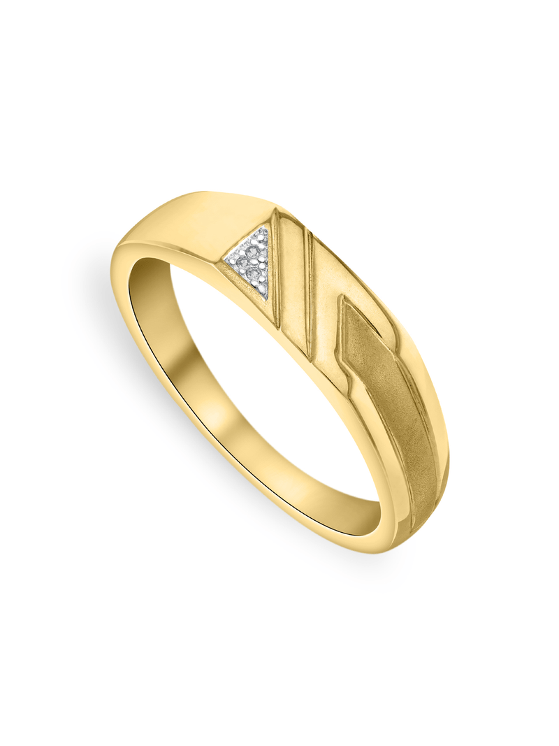 Yellow Gold & Diamond With Created Sapphire Men's Dress Ring