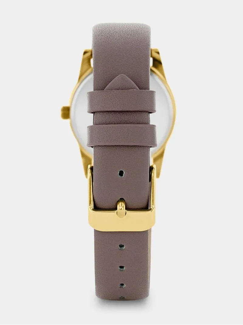 Tempo Women’s Gold Plated Taupe Dial & Taupe Leather Watch