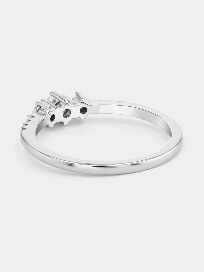 Sterling Silver Diamond & Created White Sapphire Yesterday, Today & Forever Ring