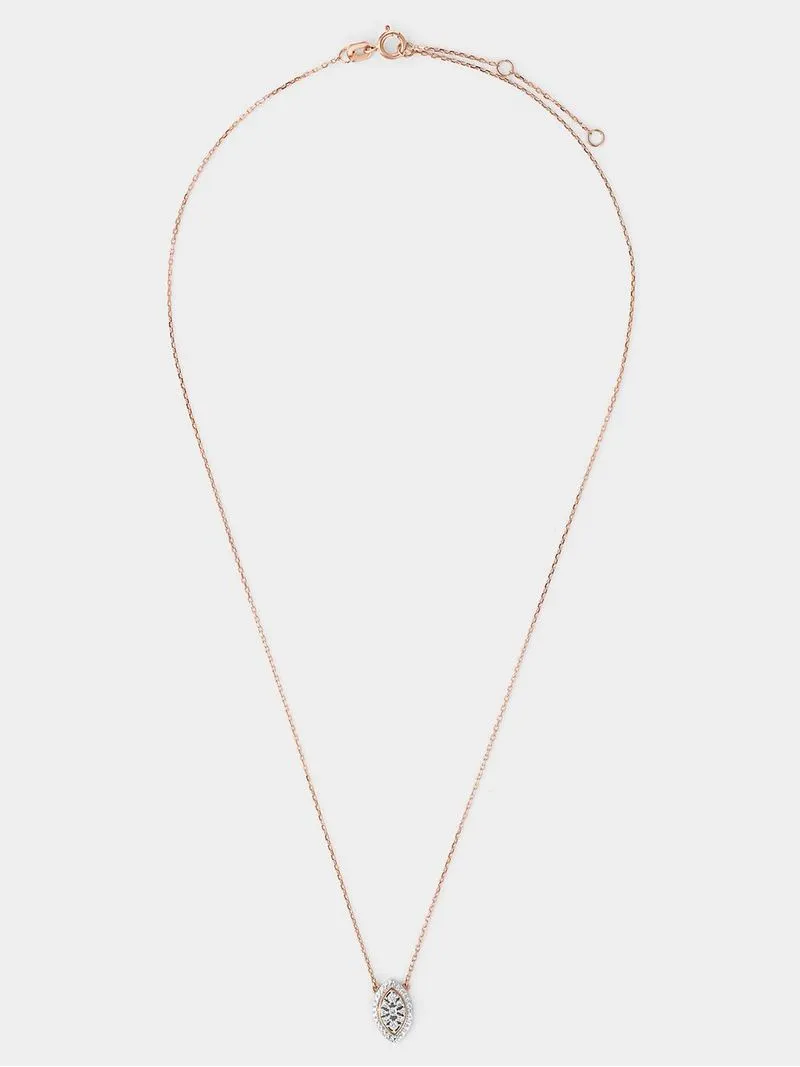 Rose Gold 0.04ct Diamond Starlight Marquise Halo Pendant