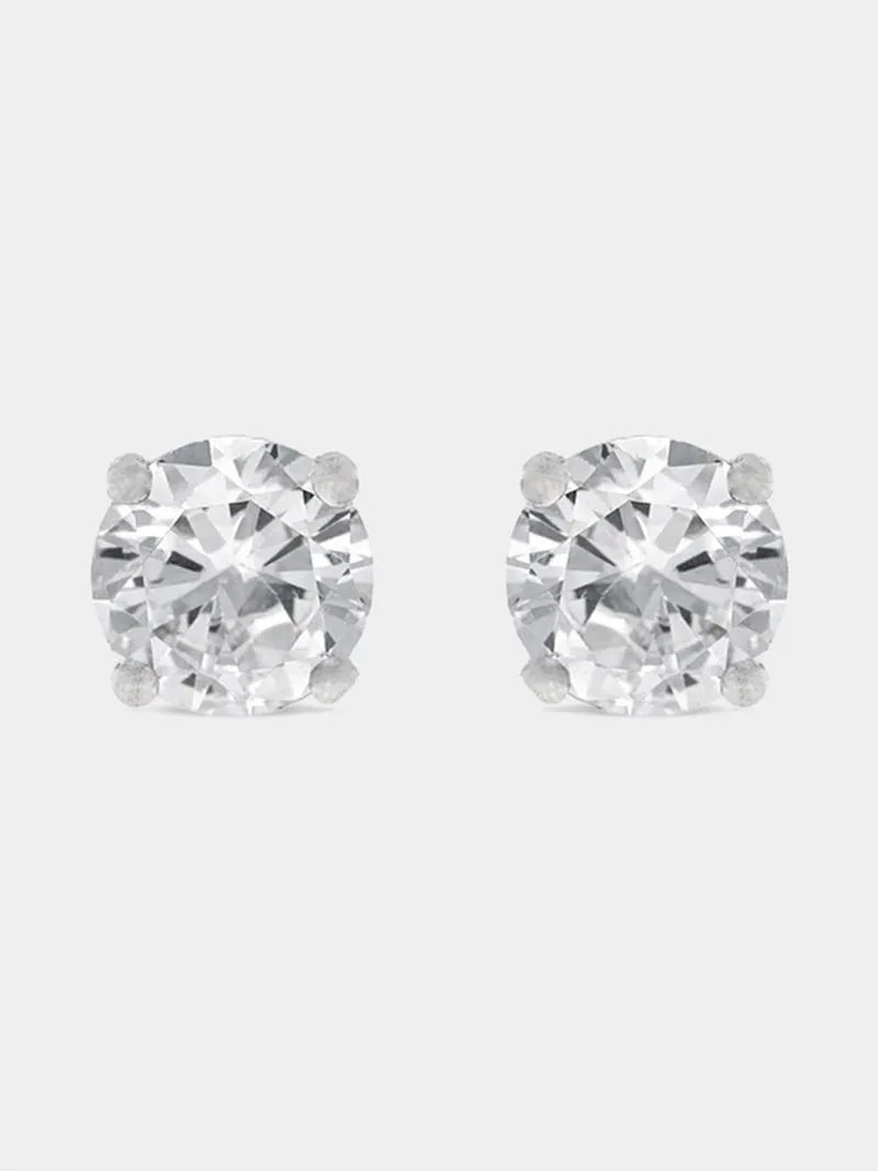 Sterling Silver Cubic Zirconia Round Stud Earrings