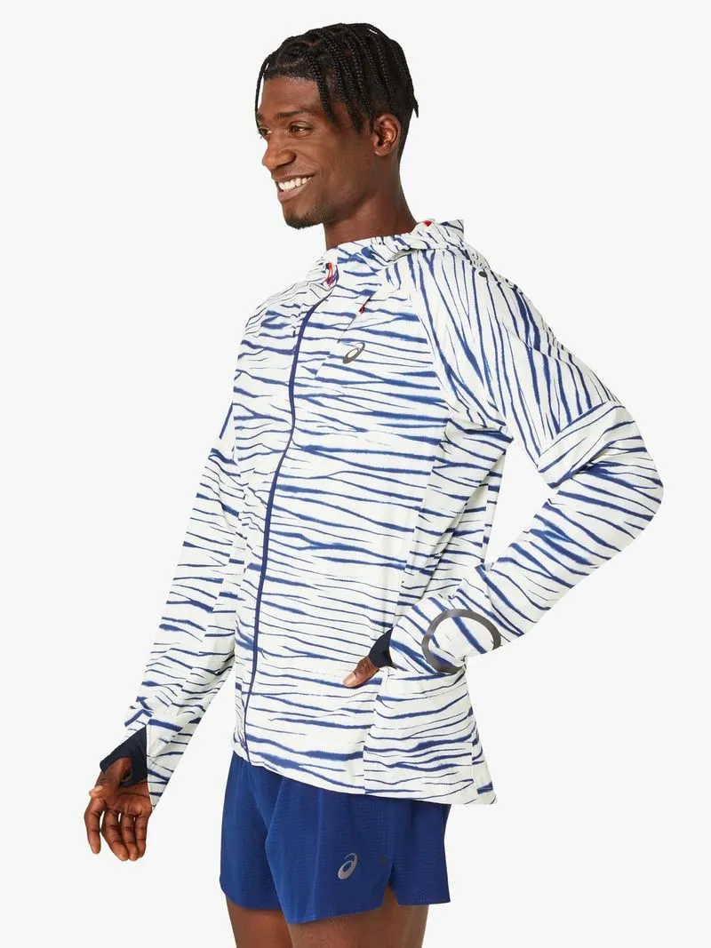 Mens Asics Metarun Shibori Waterproof Grey Jacket