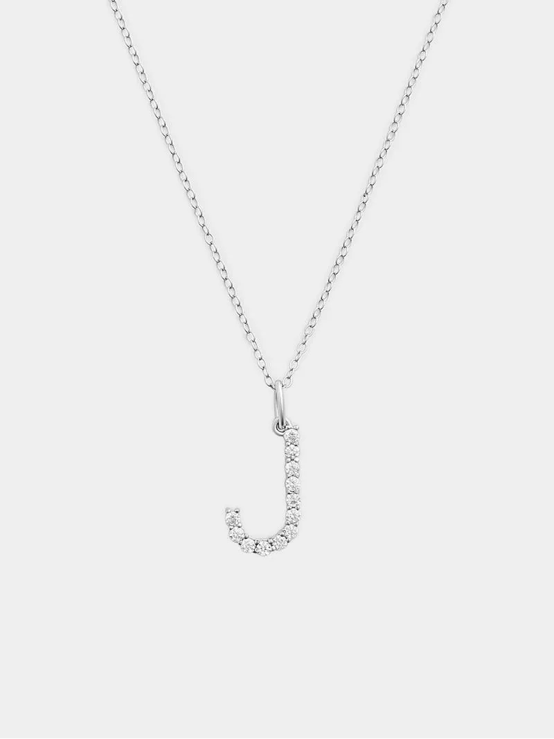 Cheté Sterling Silver Cubic Zirconia “J” Initial Pendant