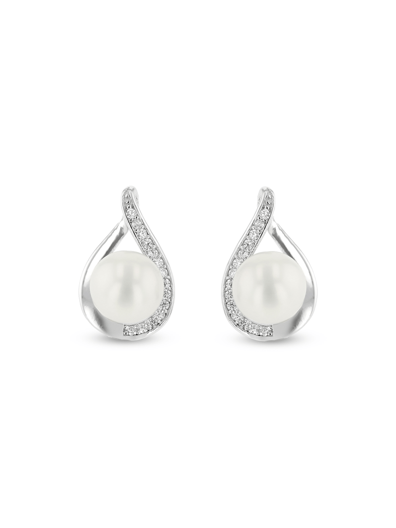 Sterling Silver & Freshwater Pearl Droplet Stud Earrings