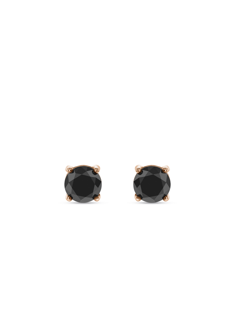 9ct Rose Gold & 1ct Black Diamond Stud Earrings