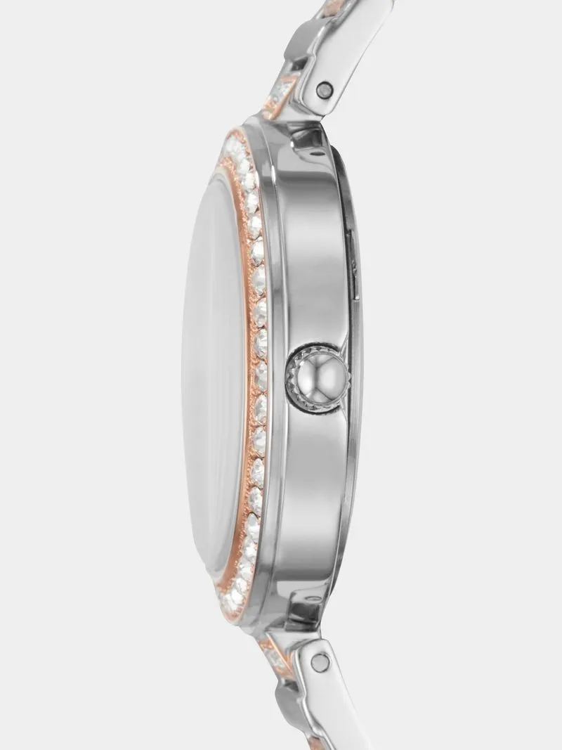 Fossil Karli Silver & Rose Plated Stainless Steel Bracelet Watch