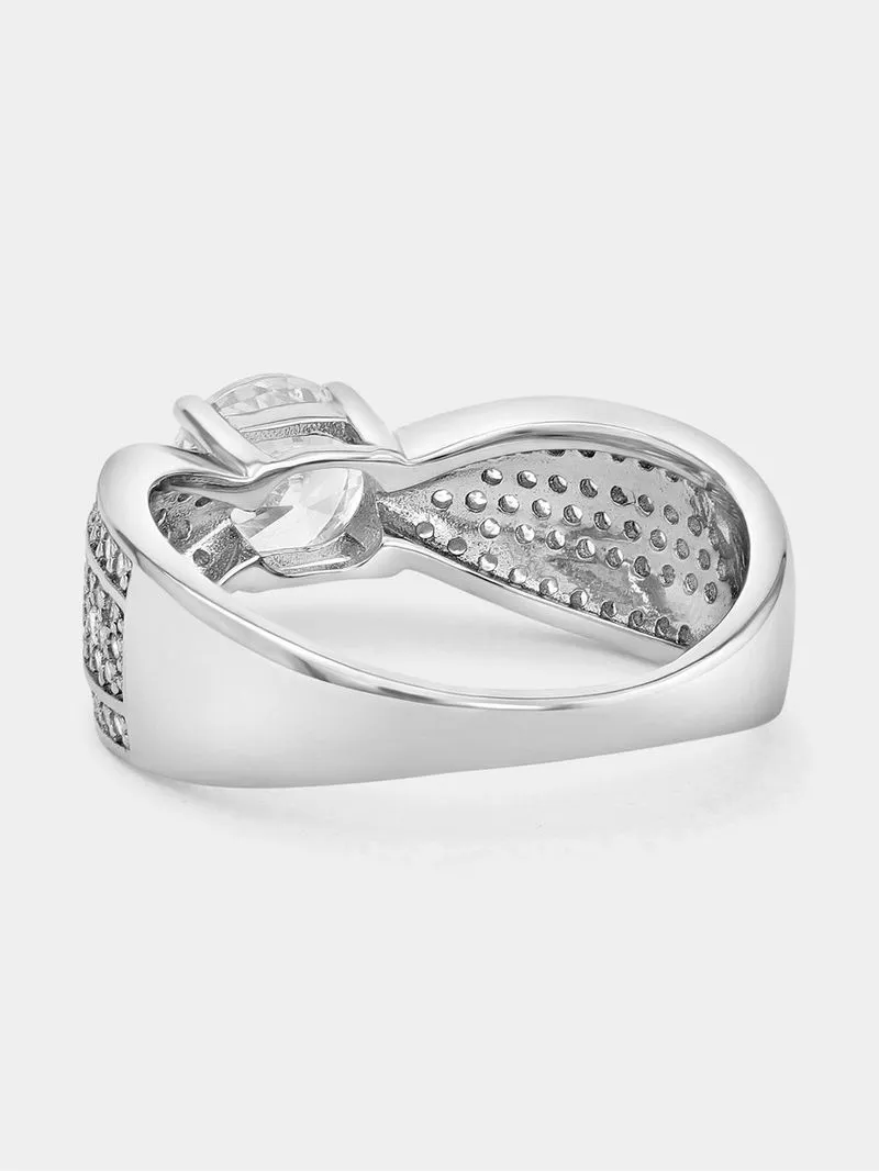 Sterling Silver Cubic Zirconia Solitaire Bow Ring