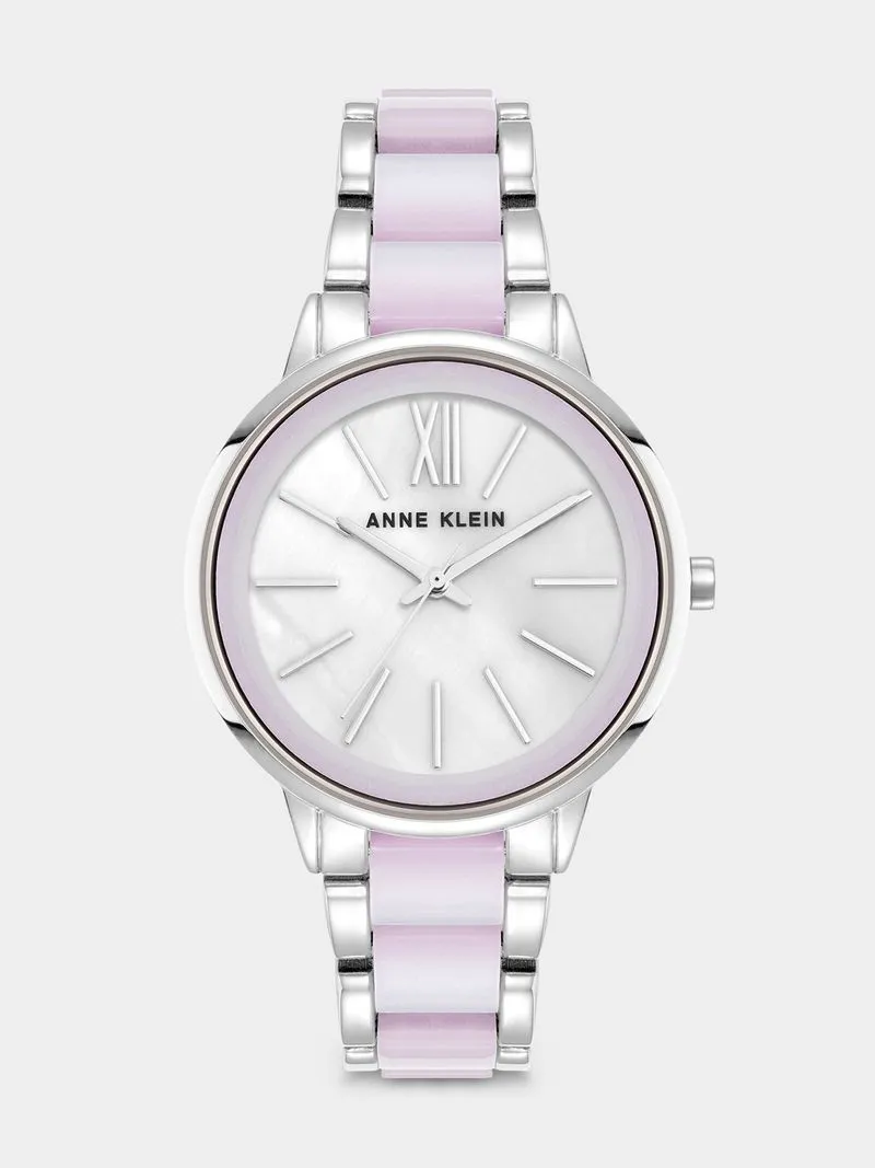 Anne Klein Women's MOP Silver Plated Bracelet Watch