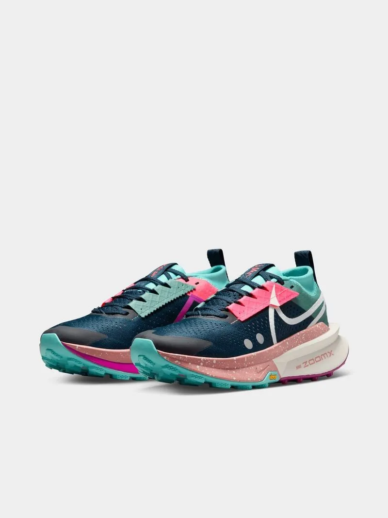 Womens Nike ZoomX Zegama Trail 2 Armory Navy/Sail/Green Frost Trail Running Shoes