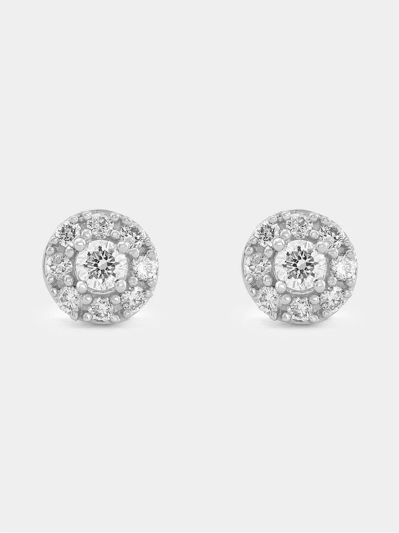 White Gold 0.3ct Lab Grown Diamond Women’s Halo Stud Earrings
