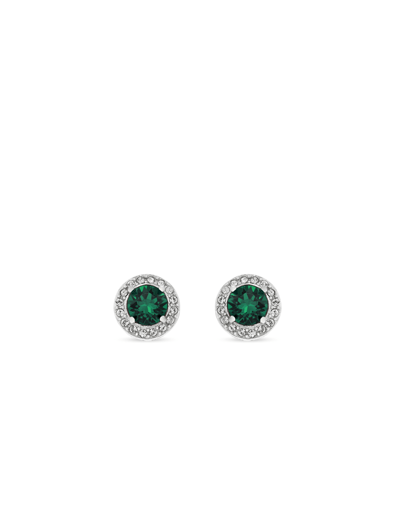 Sterling Silver Crystal Women's May Birthstone Stud Earrings