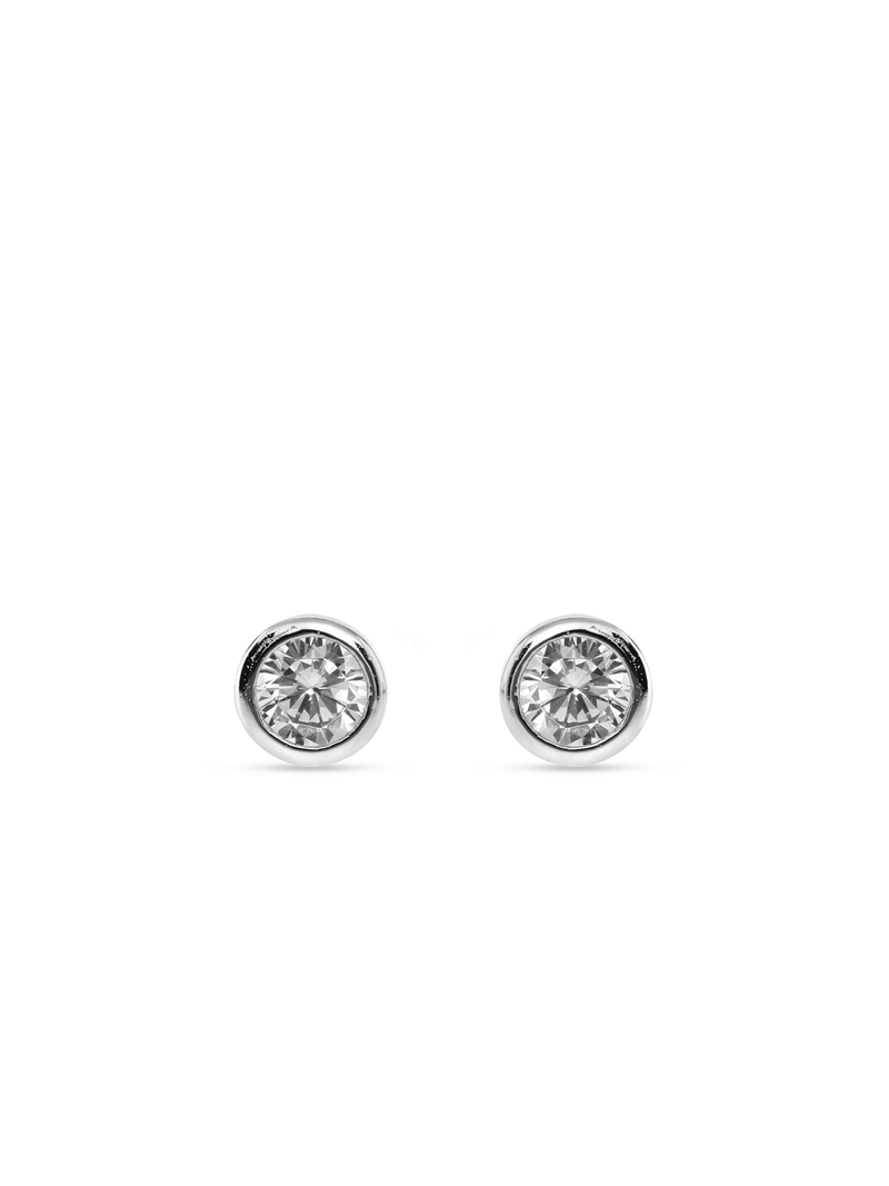 Miss Swiss Sterling Silver Cubic Zirconia Tube Set Stud Earrings