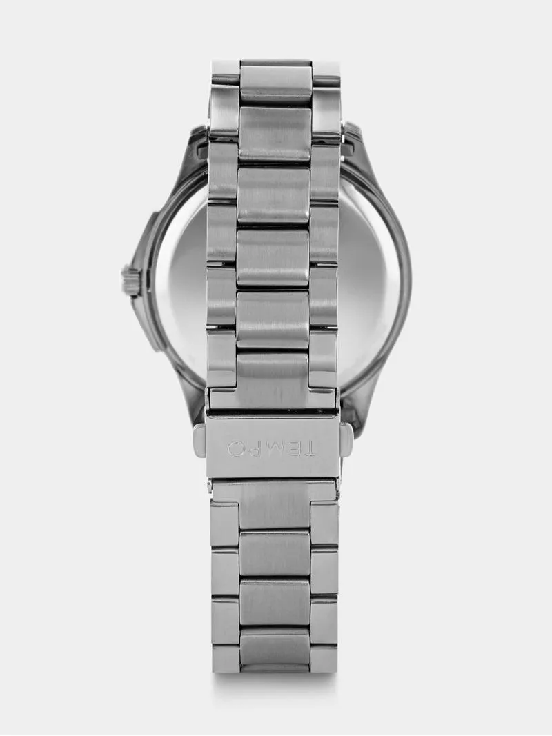 Tempo Men’s Gunmetal Plated Blue Dial Bracelet Watch