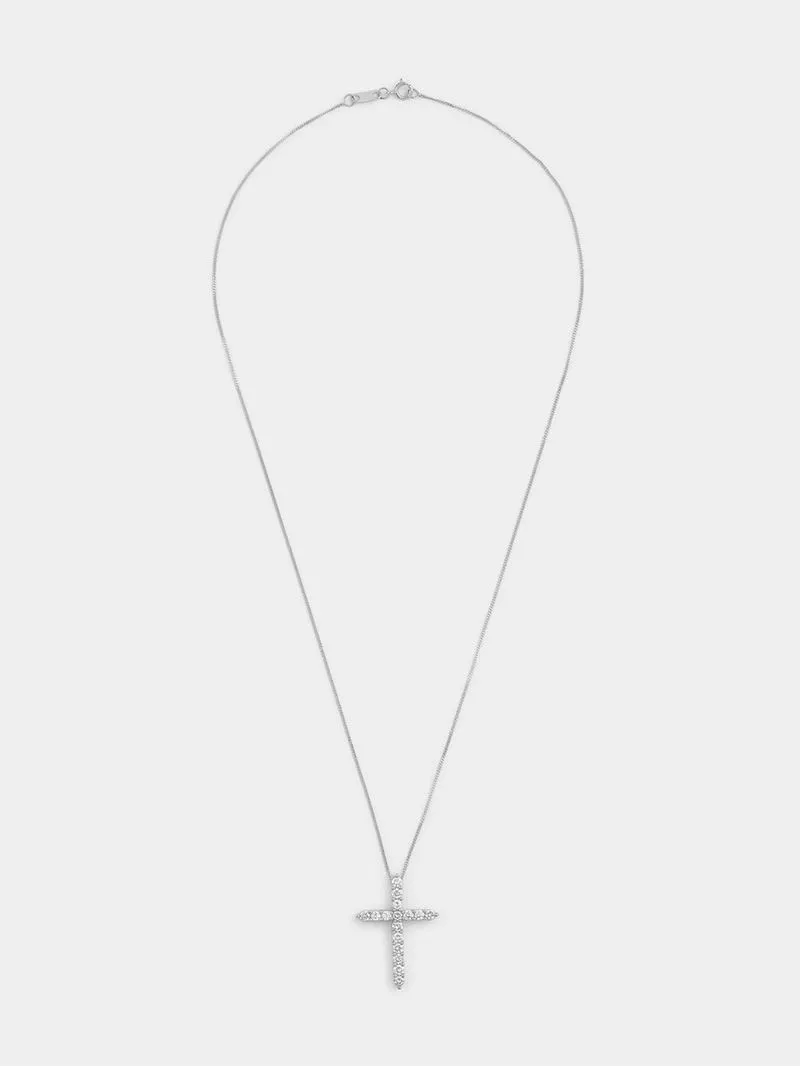 White Gold 1ct Lab Grown Diamond Women’s Cross Pendant