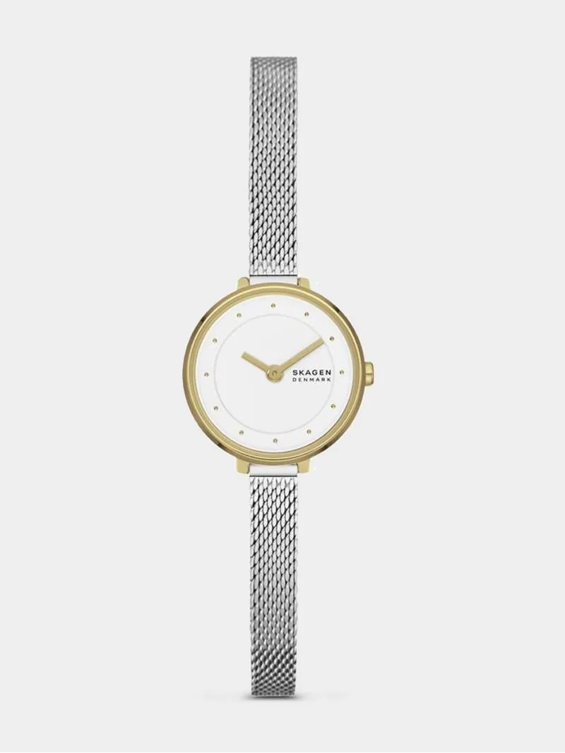Skagen Women's Gitte Lille Silver & Gold Plated Stainless Steel Mesh Watch