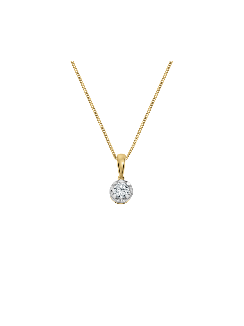 Yellow Gold 0.18ct Diamond Illusion Pendant
