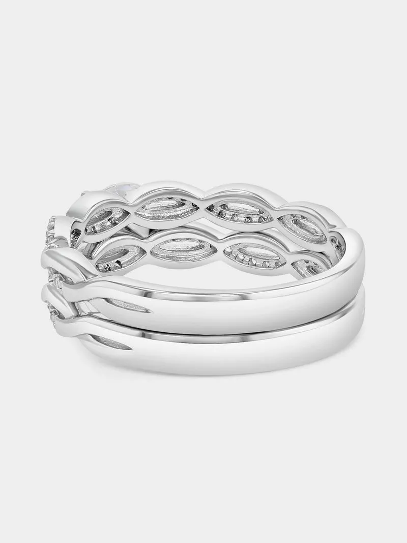 Cheté Sterling Silver Cubic Zirconia Solitaire Twinset Ring