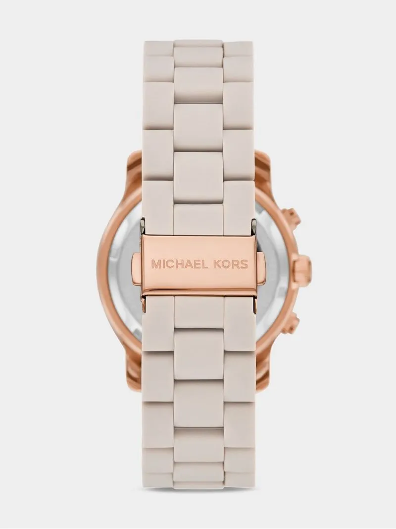 Michael Kors Runway Rose Plated Stainless Steel Chronograph Silicone Watch