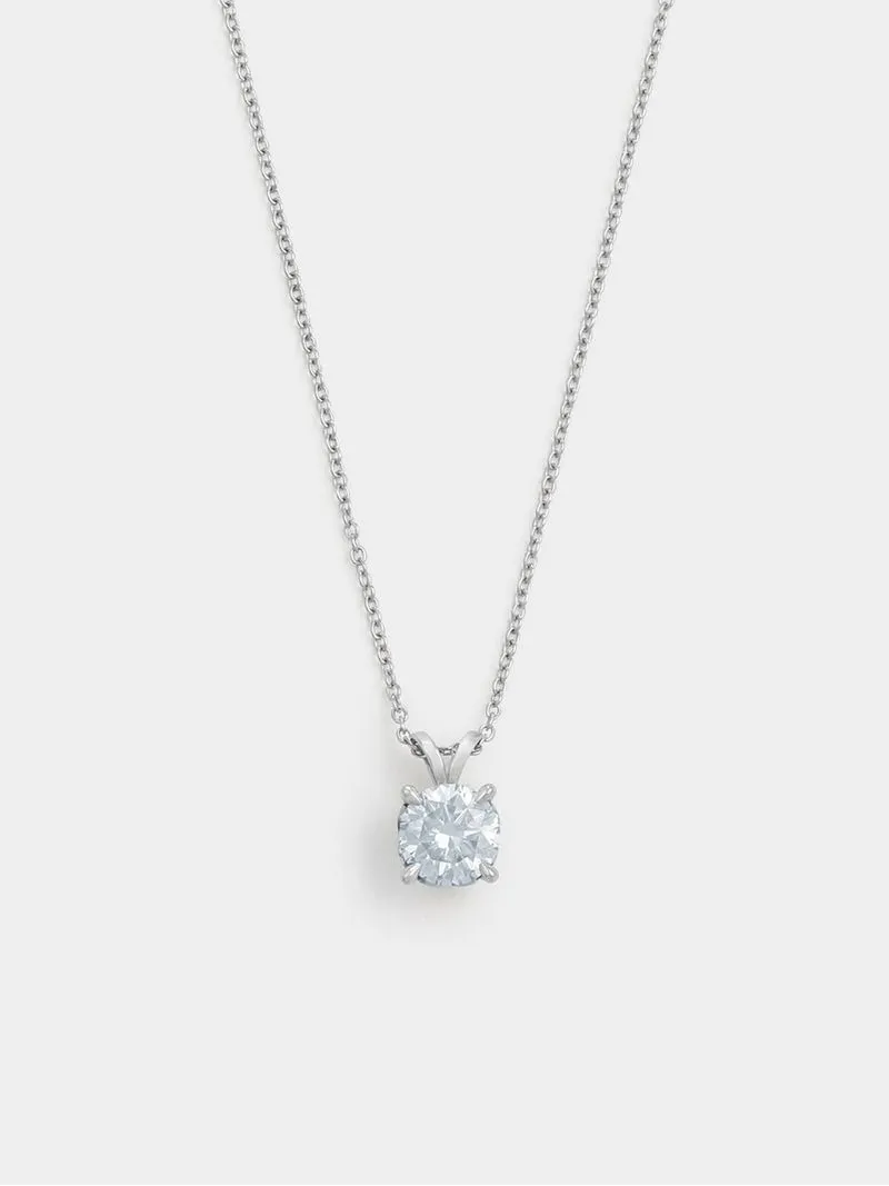 Gert Johan Coetzee White Gold Moissanite Love Knot Round Pendant