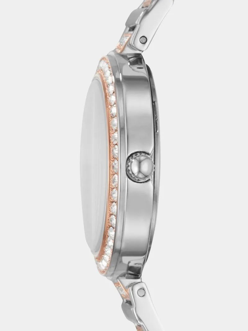 Fossil Karli Silver & Rose Plated Stainless Steel Bracelet Watch