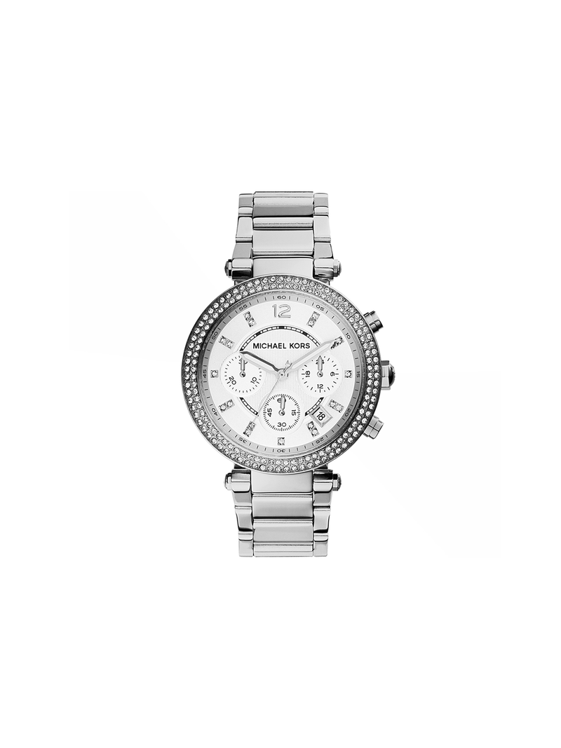 Michael Kors Ladies Parker Silver Tone Chronograph Watch