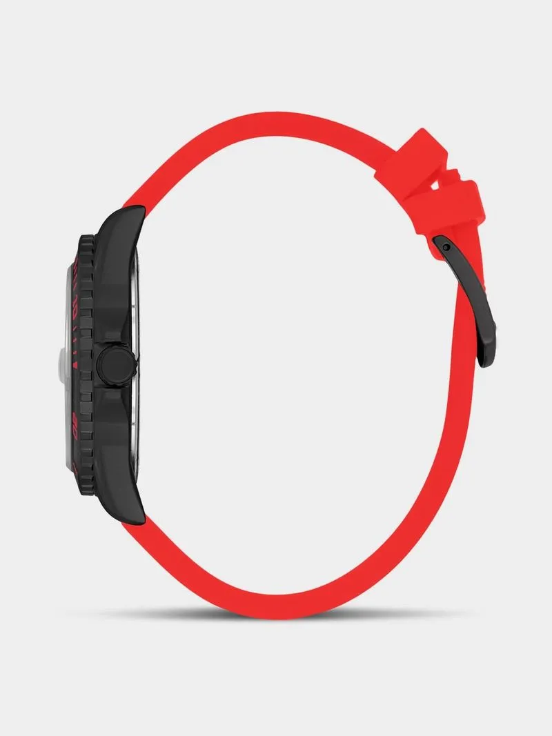 Daniel Klein Black Plated Black Dial Red Silicone Watch
