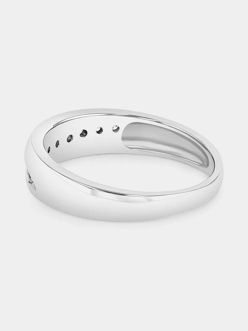 Sterling Silver Cubic Zirconia Diagonal Channel Ring