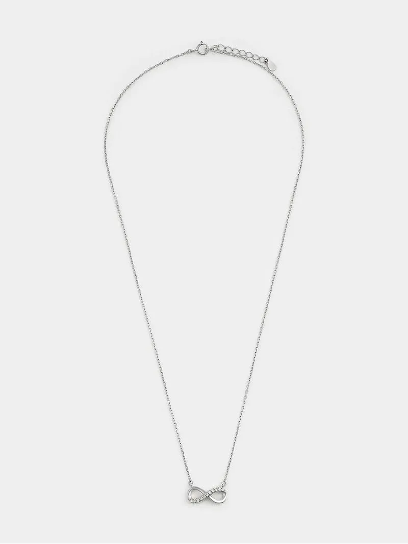 Sterling Silver Cubic Zirconia Kid's Infinity Necklace