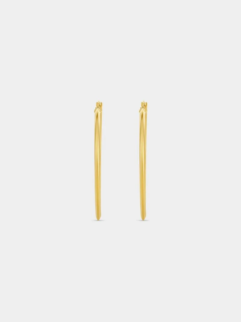 Yellow Gold & Sterling Silver Large Hoop Earrings