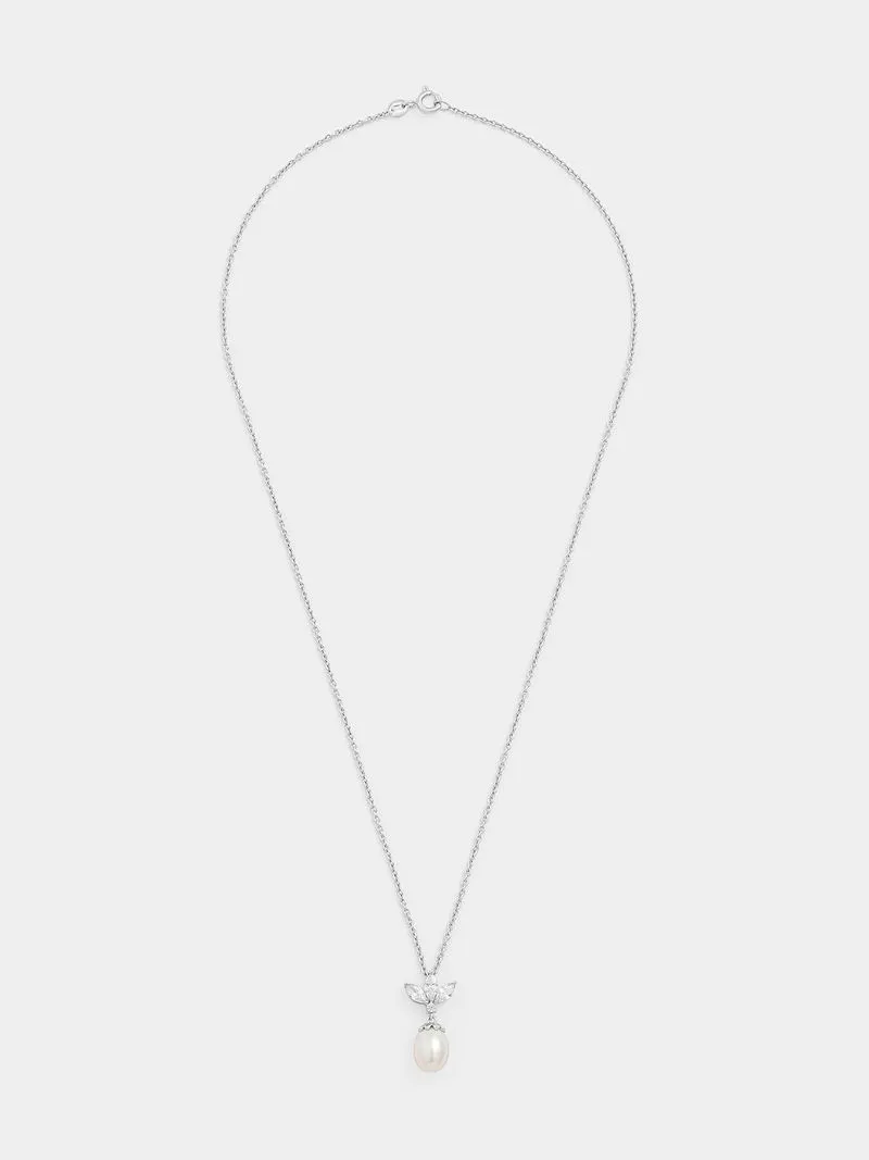 Cheté Sterling Silver Freshwater Pearl Marquise Pendant