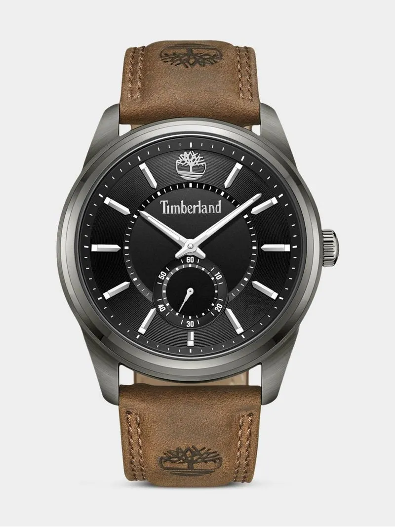 Timberland Northbridge Gunmetal Plated Black Dial Brown Leather Watch