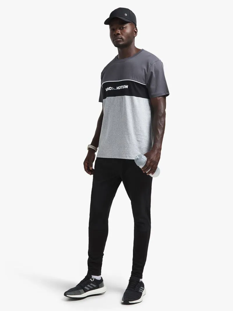 Mens TS Colourblock ADVC Motion Graphic Black/Grey Melange Tee