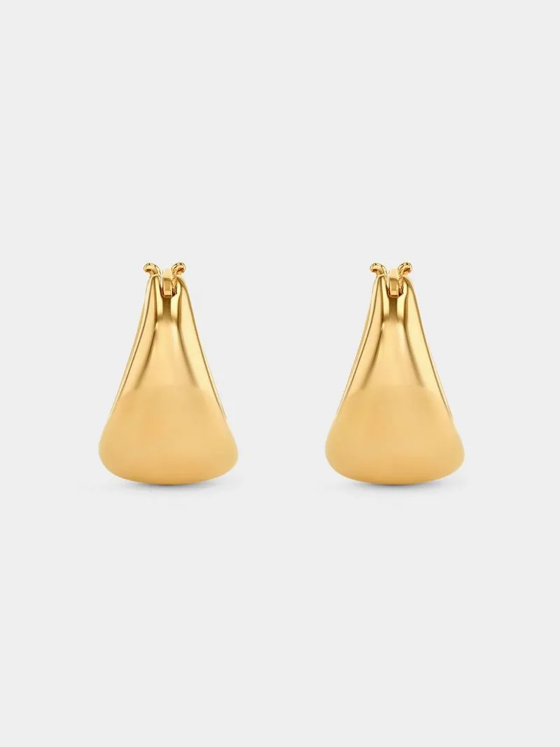 Gold Plated Sterling Silver Tapered Hoop Earrings