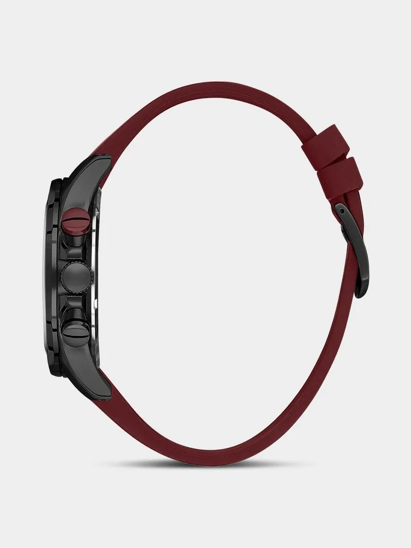 Daniel Klein Black Plated Red Silicone Chronographic Watch