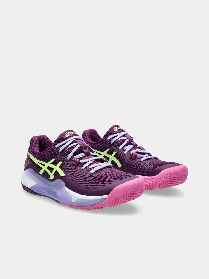 Womens Asics GEL-RESOLUTION 9 Mauve/Lime Court Shoes
