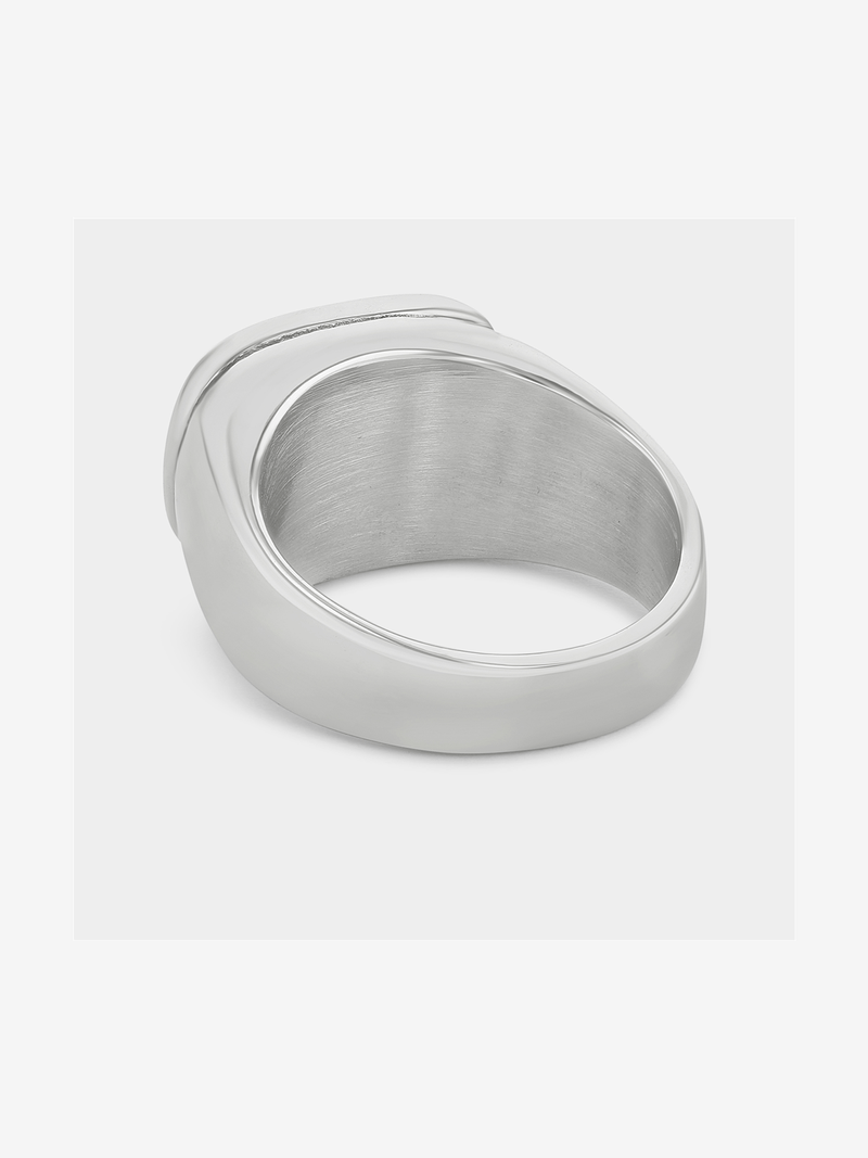 Stainless Steel Mother Of Pearl Men’s Large Signet Ring