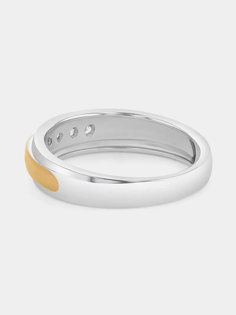Sterling Silver Gold Plated Cubic Zirconia Channel Ring