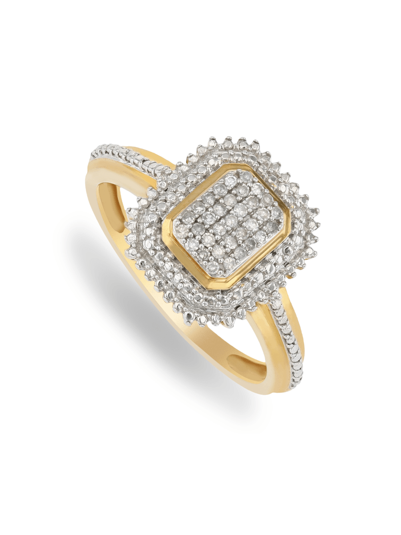 9ct Yellow Gold 0.10ct Diamond Shield Ring