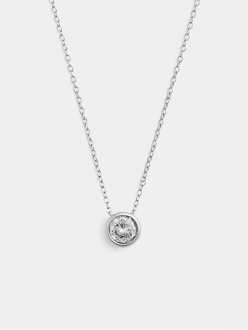 Cheté Sterling Silver Cubic Zirconia Round Bezel Pendant