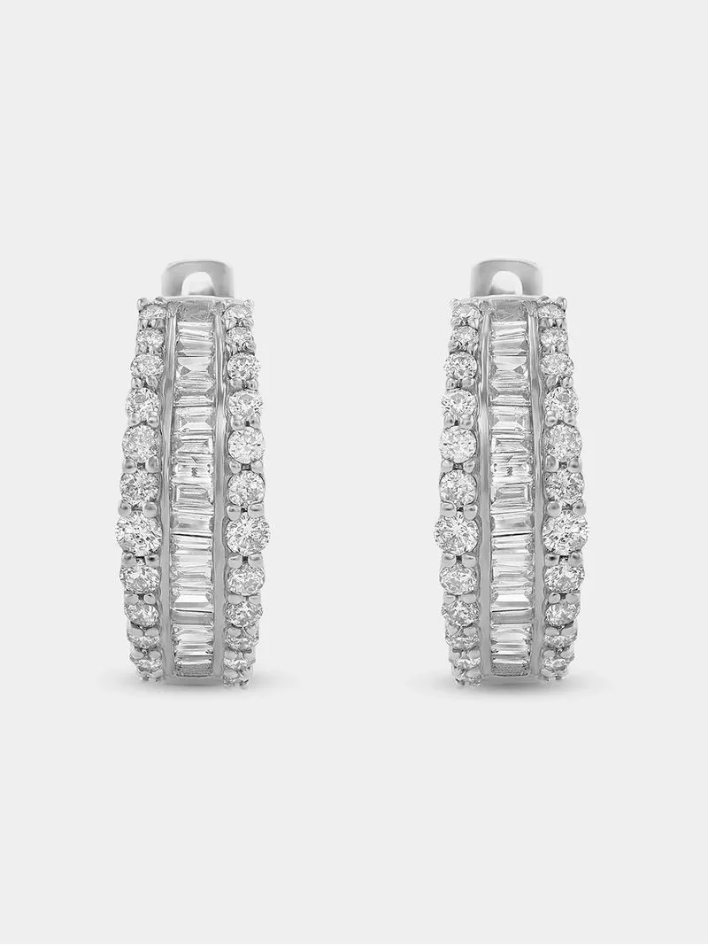 White Gold 0.50ct Diamond Women’s Channel Huggie Earrings