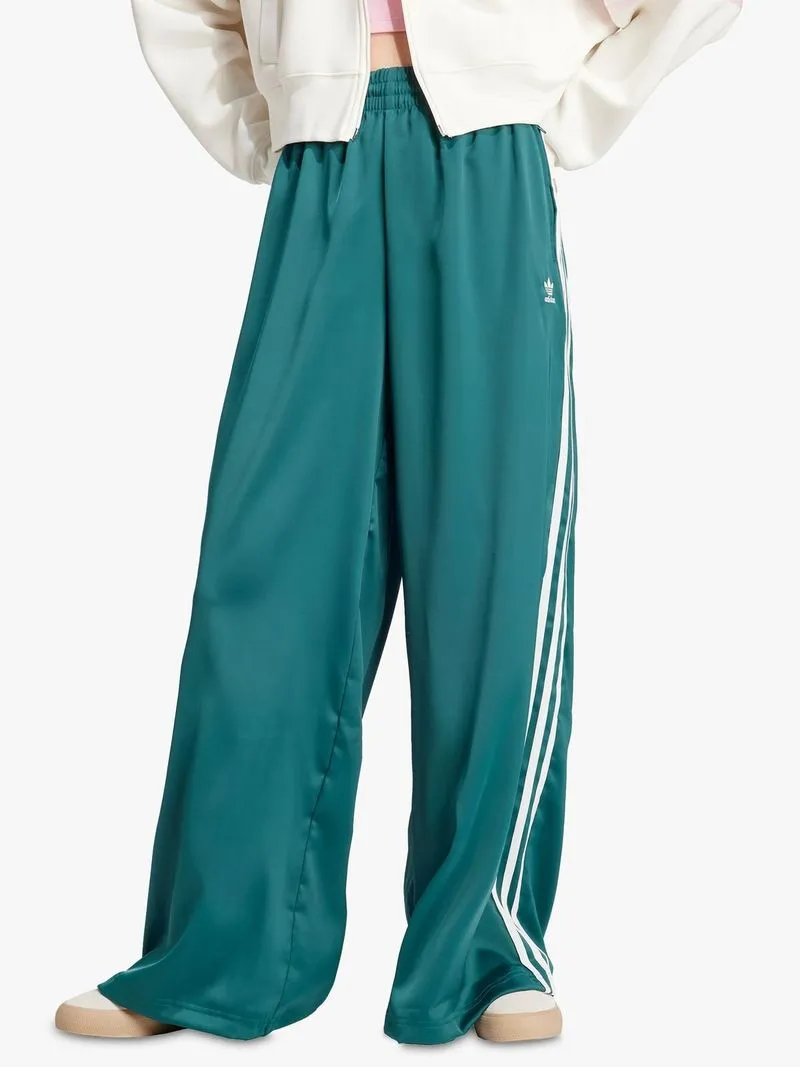 adidas Originals Women's Adicolor Satin Widen Leg Green Track Pants