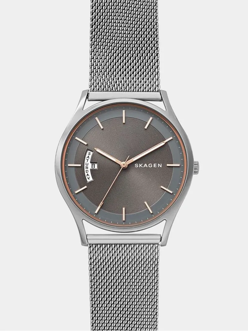 Skagen Men's Holst Silver Plated Stainless Steel Mesh Watch