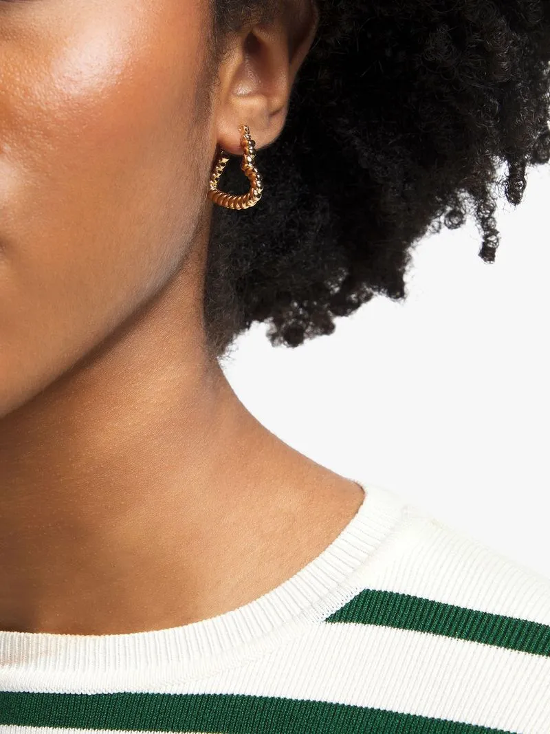 Stainless Steel 18ct Gold Plated Twisted Heart Hoops