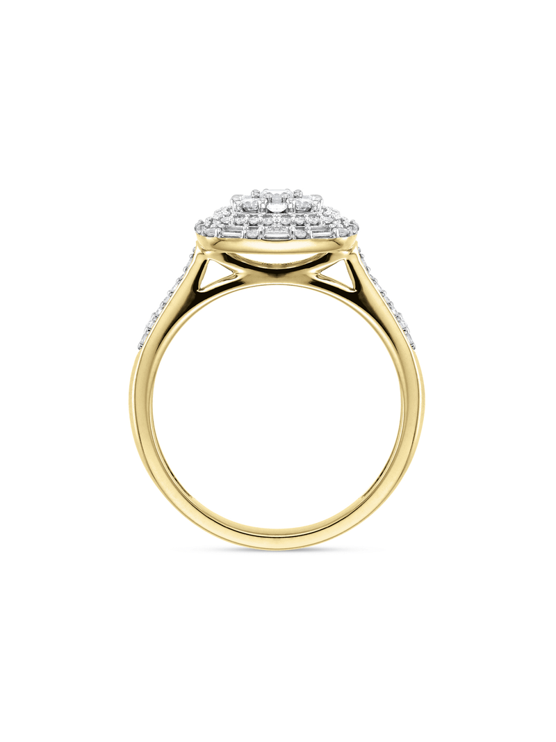 9ct Yellow Gold & Diamond Cushion Cluster Ring