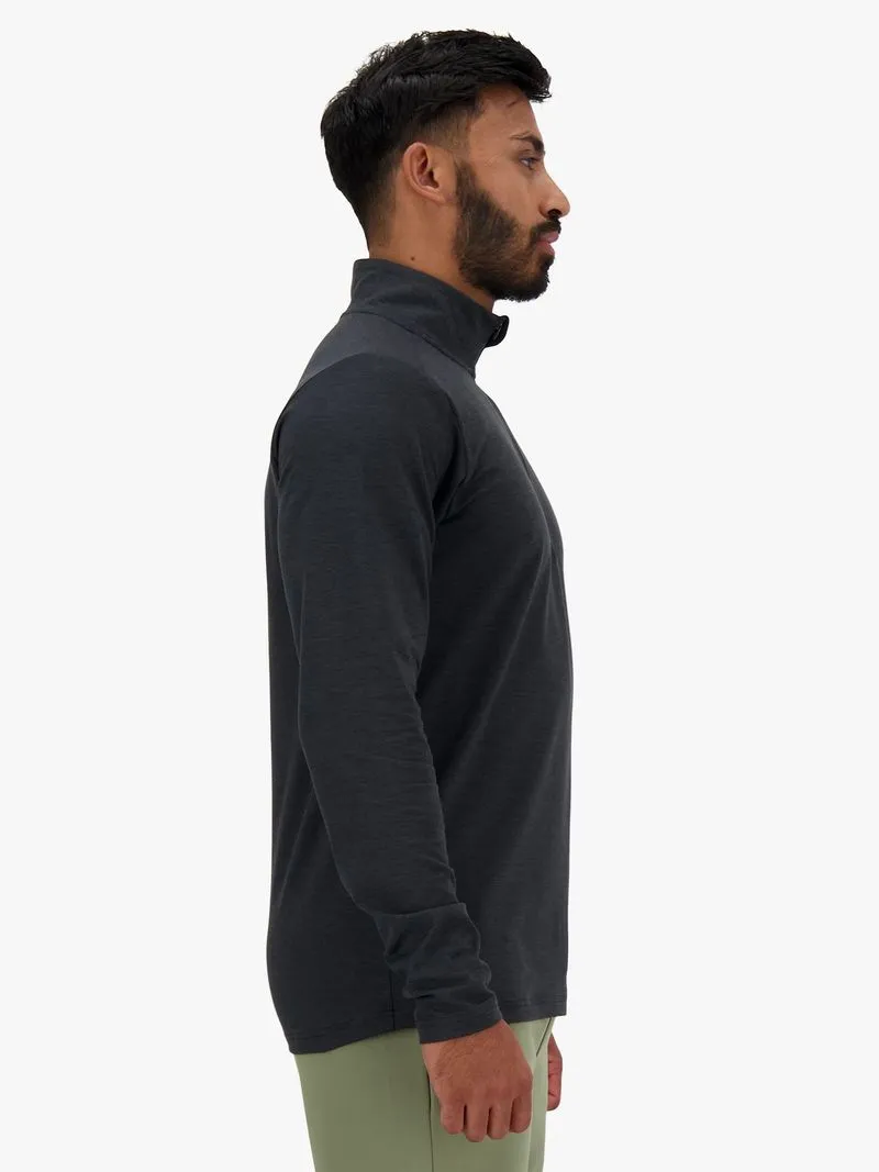 Mens New Balance Spacedye 1/4 Zip Long Sleeve Black Top