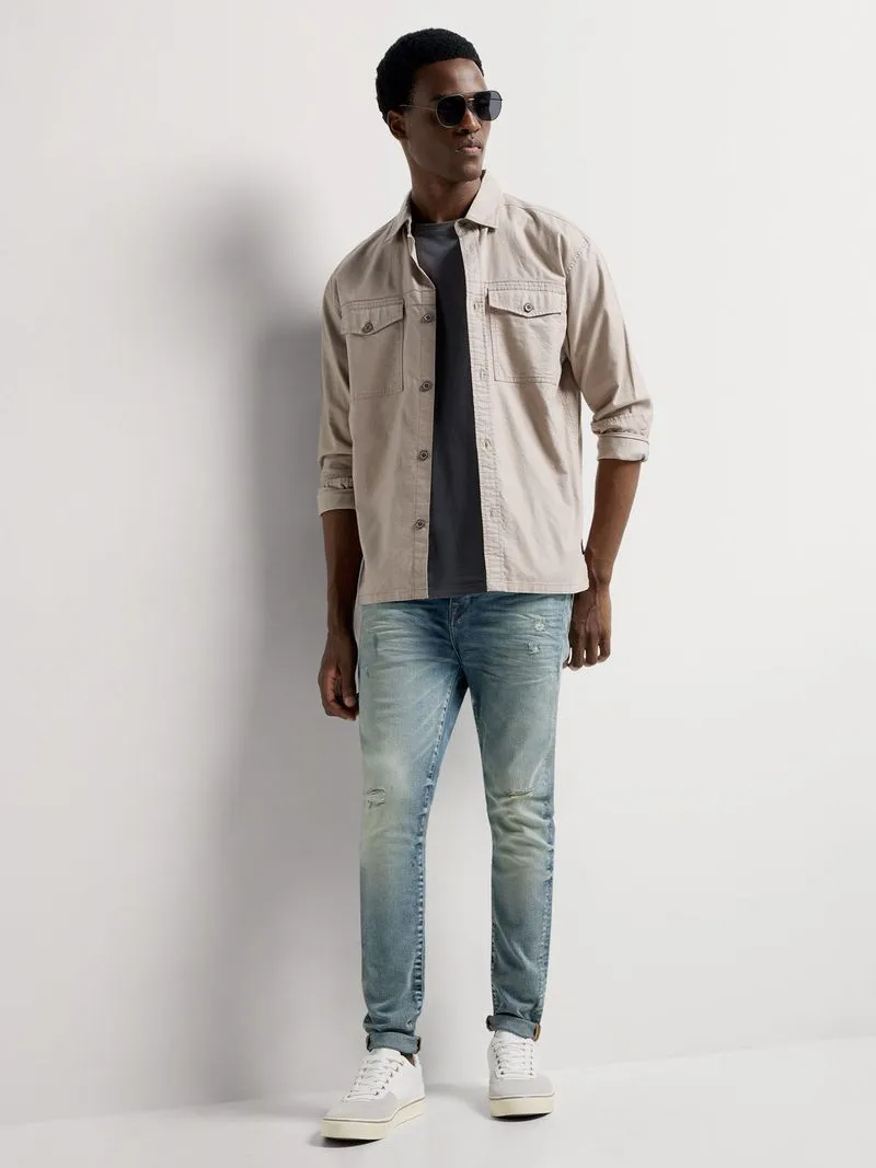 Men's Relay Jeans Super Skinny Rip and Repair Light Blue Wash Jeans